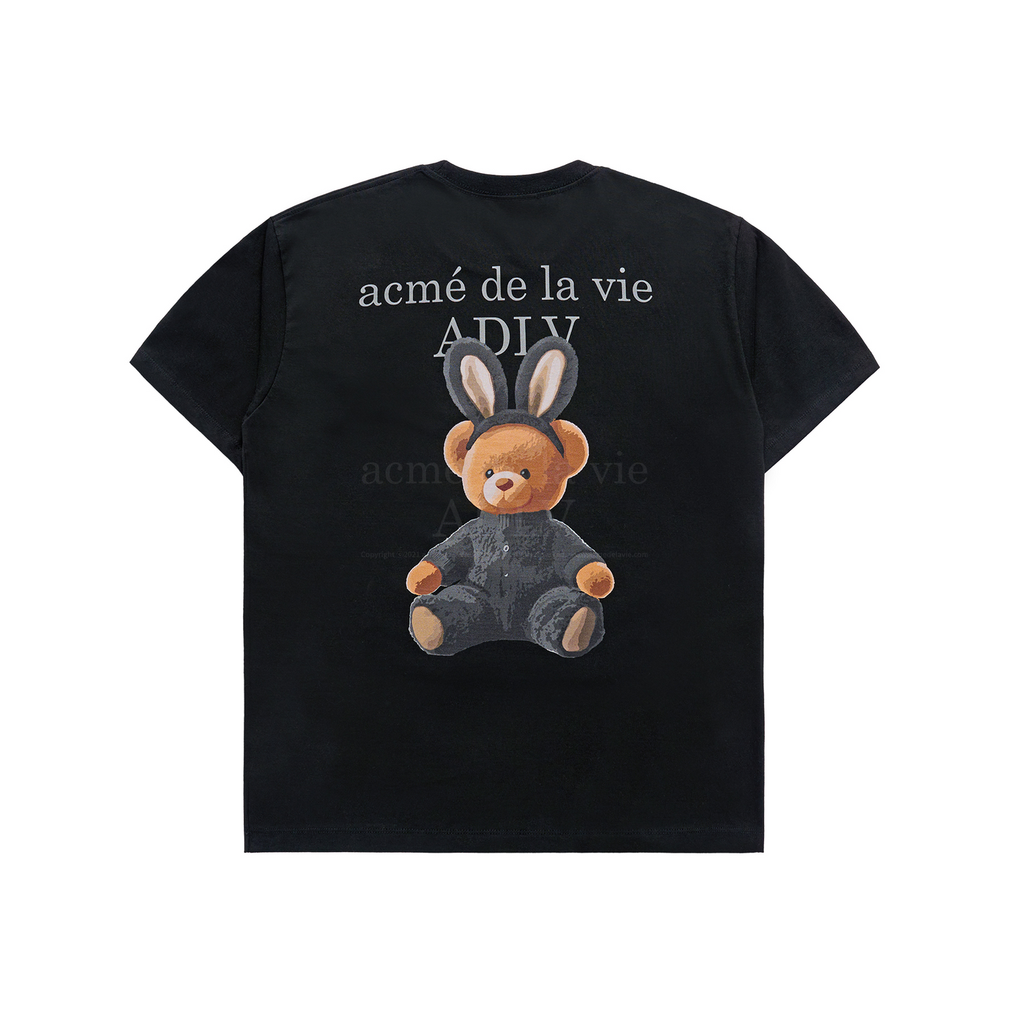ADLV Rabbit Bear Doll Logo Black Tee