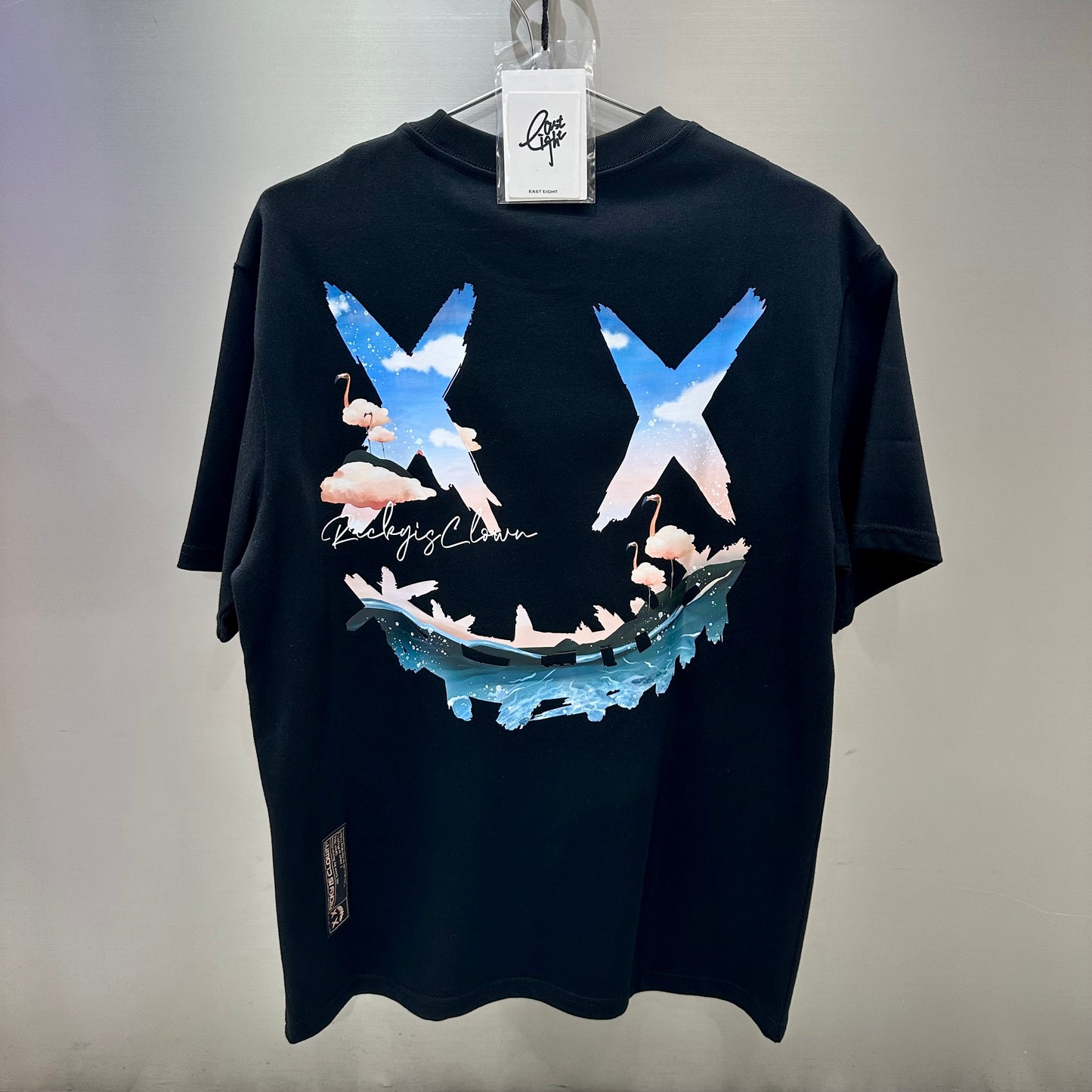 Rickyisclown Flamingo Smiley Black Tee