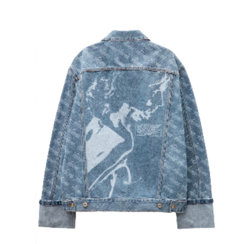 Rhinestone Seconds into the Future Denim Jacket MrMEE