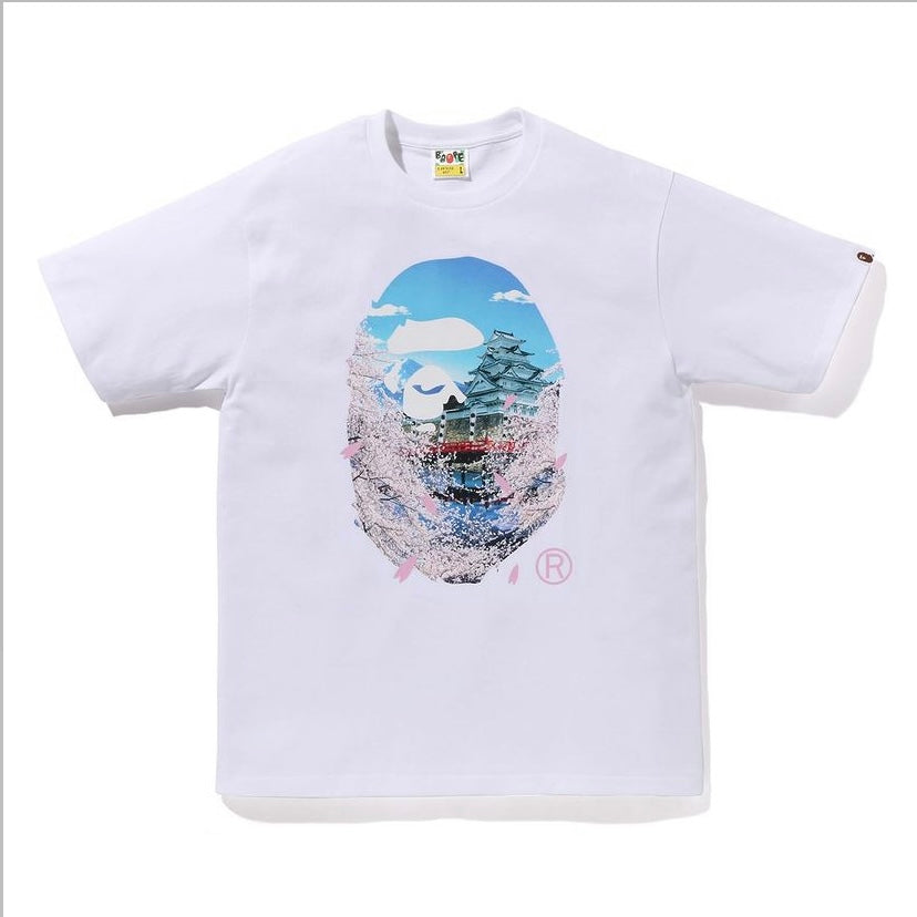 Bape 014 Sakura Photo Ape Head White Tee