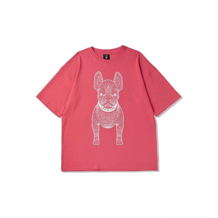 LifeWork Outline Mascot White Pink Tee