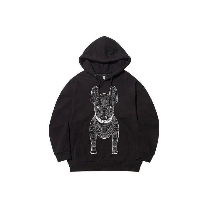 LifeWork Outline Mascot White Black Hoodie