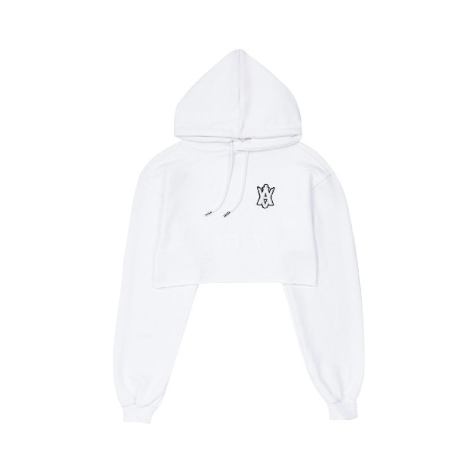 ADLV A Logo Emblem Patch White Crop Hoodie