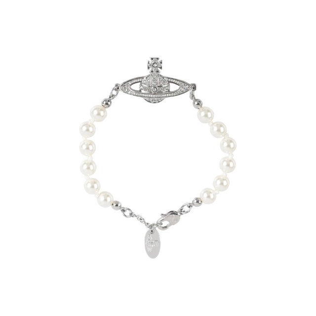 Vivienne Westwood Mini Bas Relief Pearl Platinum Bracelet