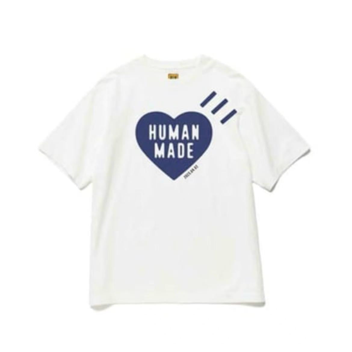Human Made Blue Heart Logo White TEE JM