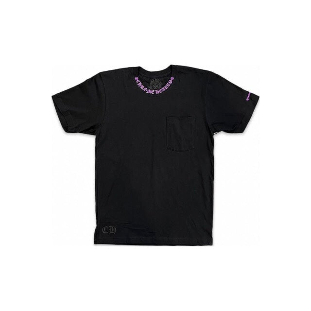 Chrome Hearts Neck Letters Logo Purple Black Tee