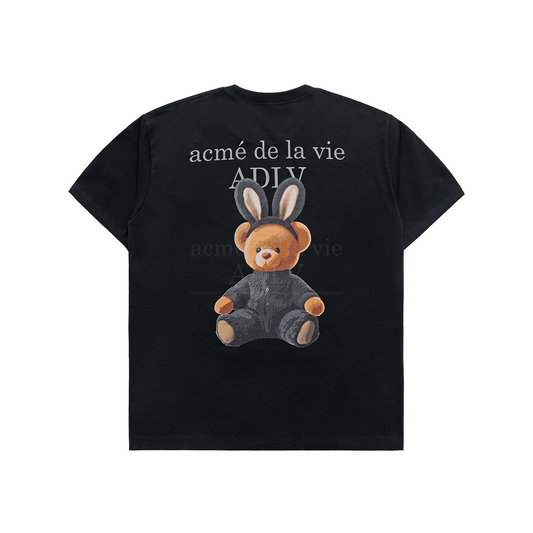 ADLV Rabbit Bear Doll Logo Black Tee