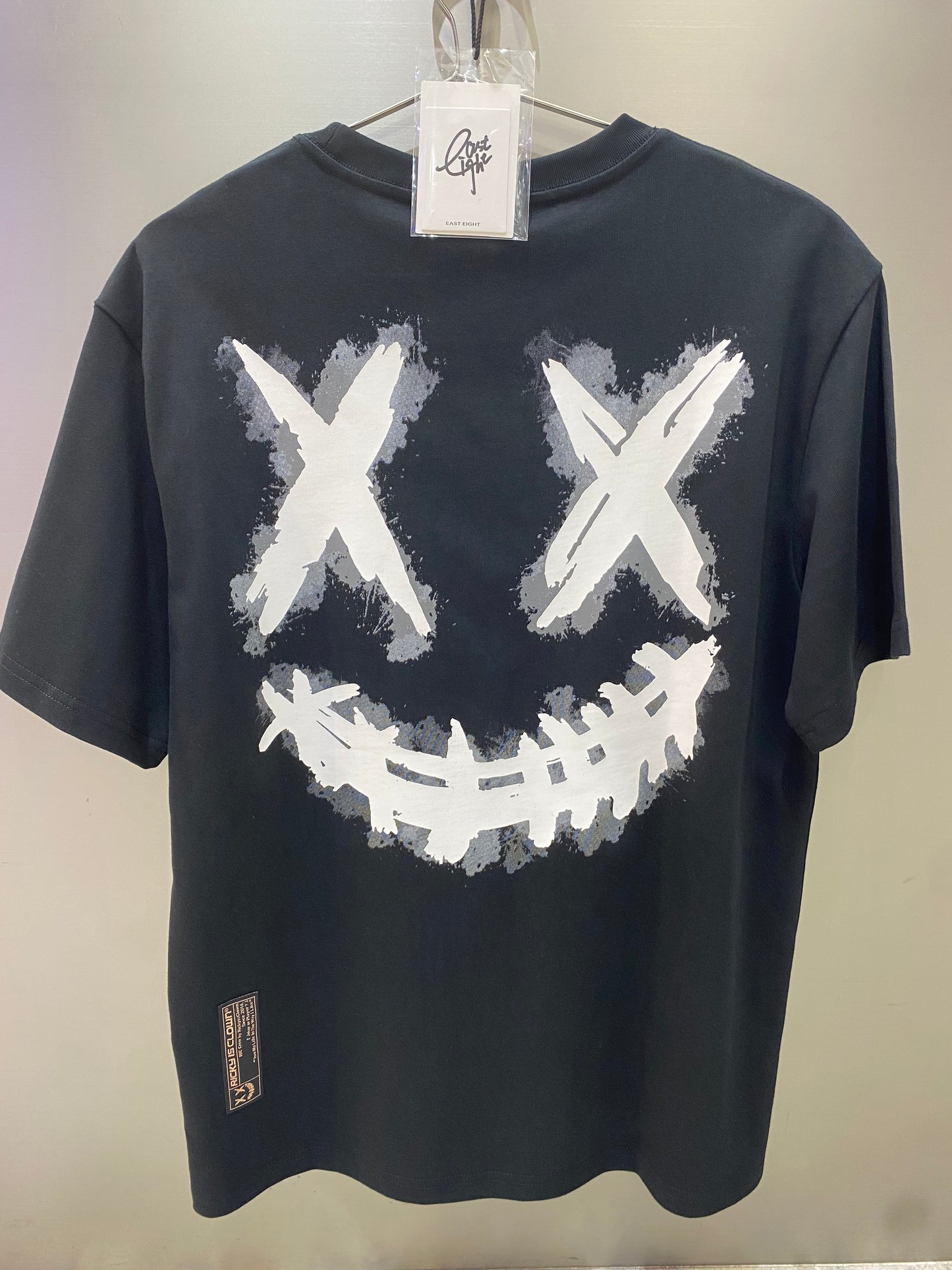 Rickyisclown White Smudge Smiley Black Tee