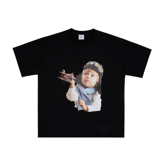 ADLV Baby Face Helicopter Boy Black Tee