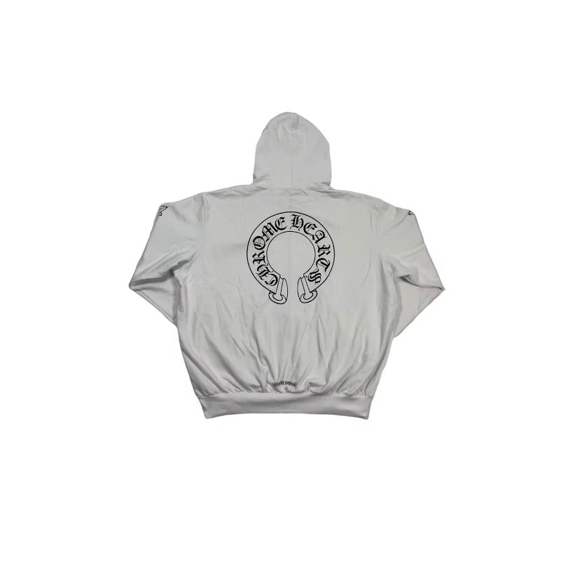 Chrome Hearts Horseshoe White Floral Zip Up Jacket