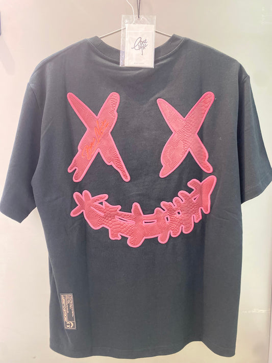 Rickyisclown Mamba Embossed Smiley Red Black Tee