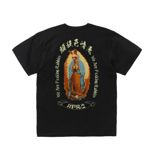 FR2 Rabbit Maria Embroidery Black Tee