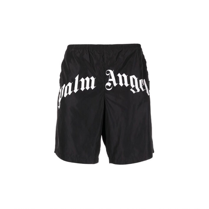 Palm Angels Logo White Black Shorts