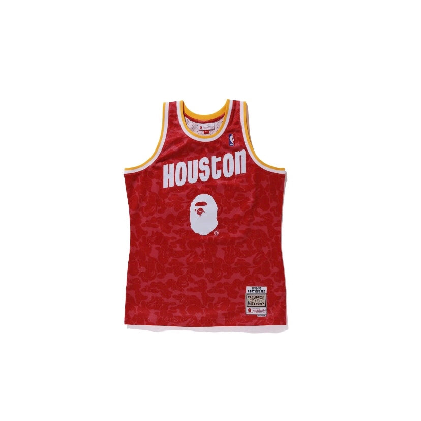 Bape Mitchell & Ness Rockets Red Camo Basketball Swingman Jersey