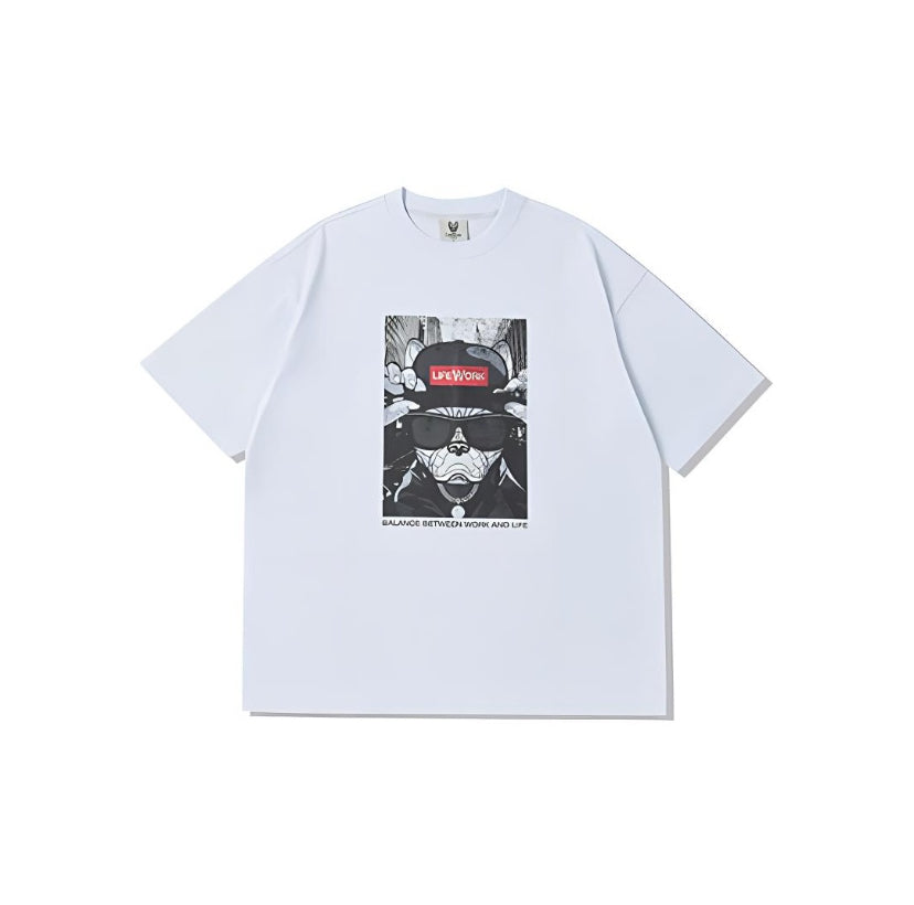 LifeWork Snapback Red Box Logo White Tee