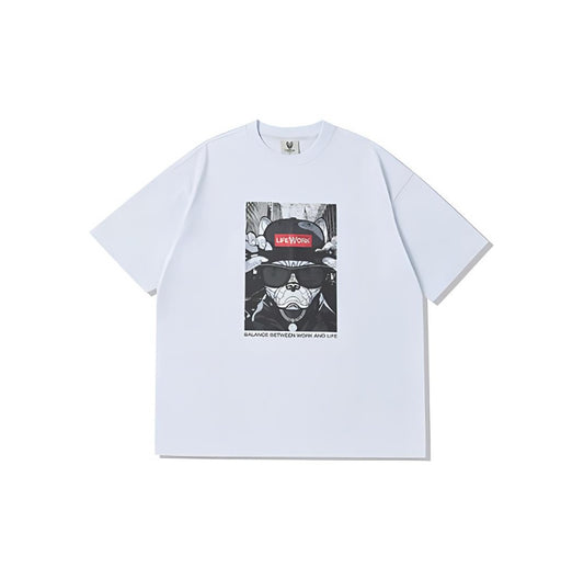 LifeWork Snapback Red Box Logo White Tee