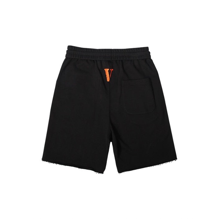 Vlone Orange Logo Black Shorts