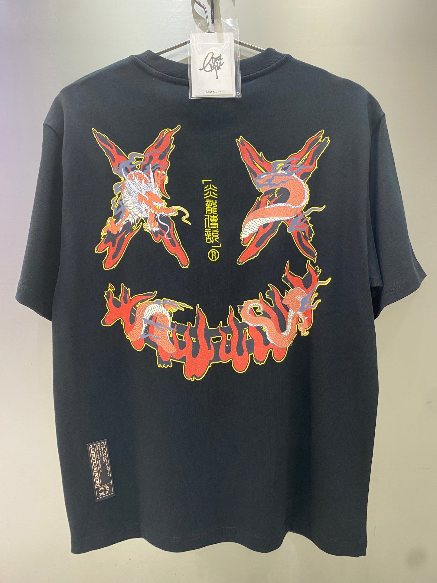 Rickyisclown Fire Dragon Smiley Black Tee