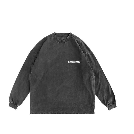 Rhime Volcano Explosion Vintage Black Long Sleeves Tee MrMEE