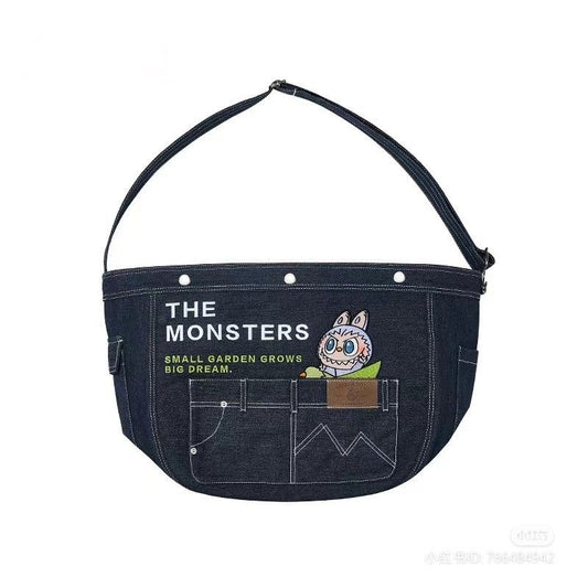 Pop Mart The Monsters Labubu Fall In Wild Series- Denim Messenger Bag