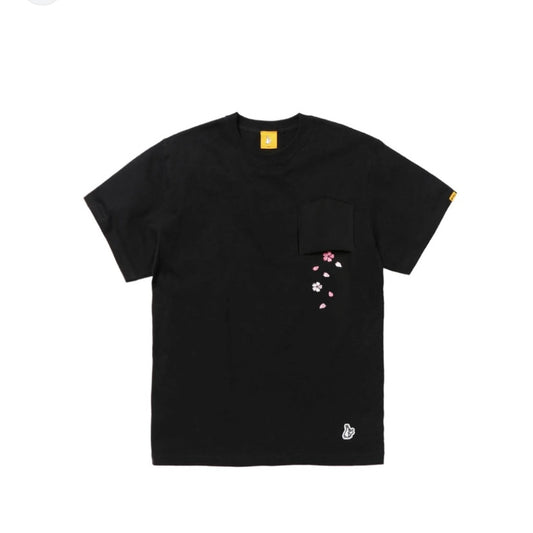 FR2 Japan Sakura Embroidery Pocket Black Tee