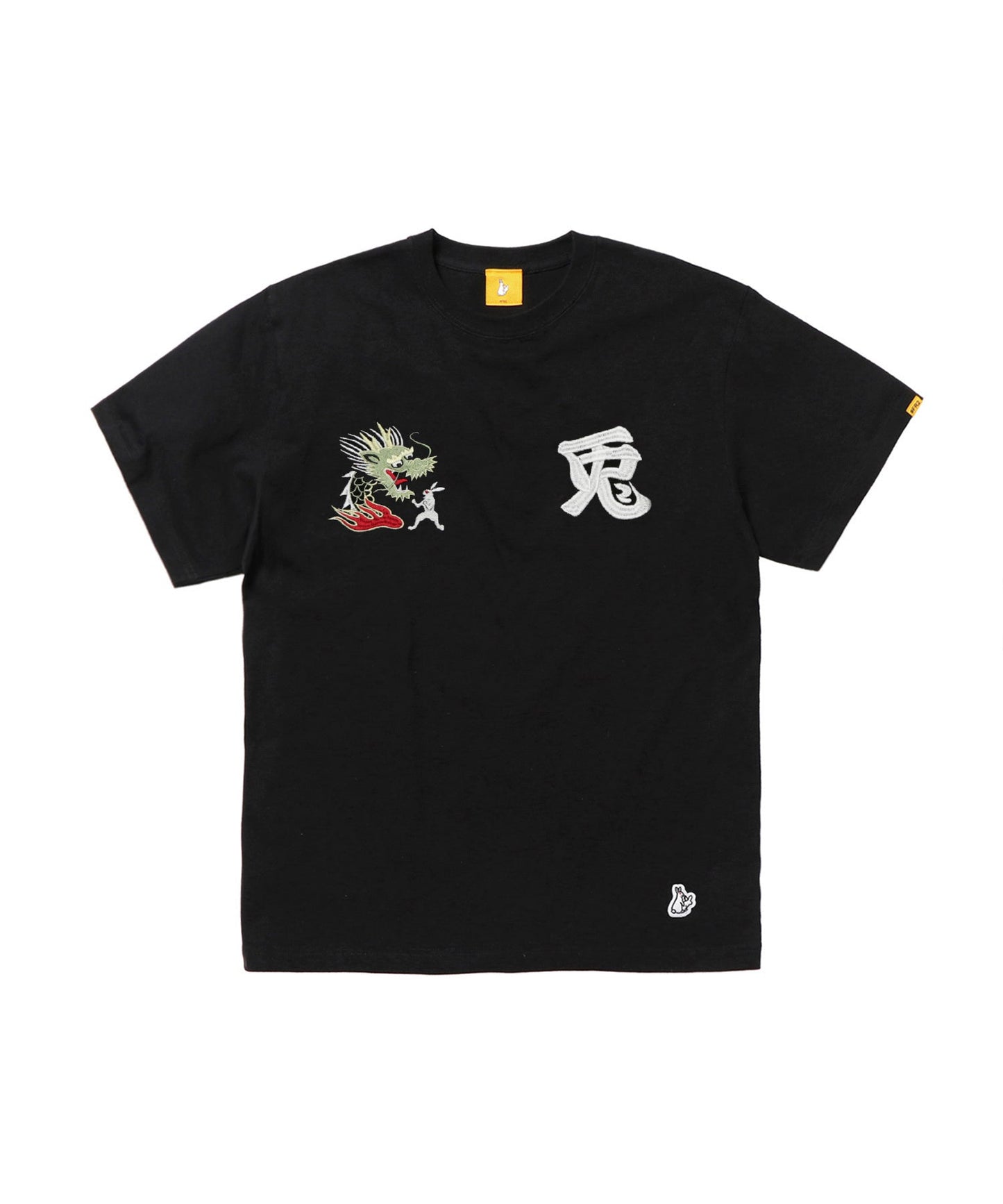 FR2 Rabbit Dragon Embroidery Black Tee