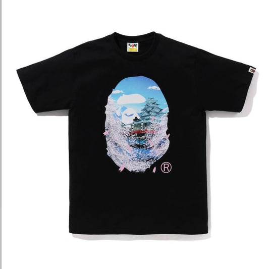 Bape 014 Sakura Photo Ape Head Black Tee