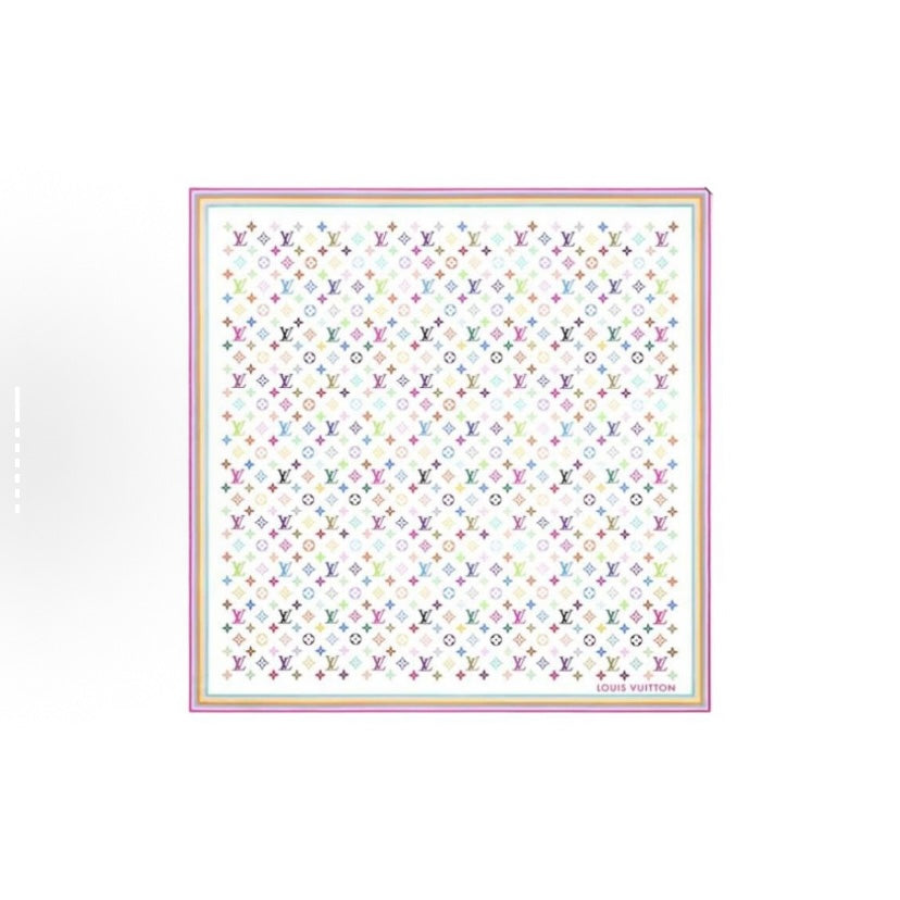 Louis Vuitton Murakami Square 90 White Scarf M94967 BF