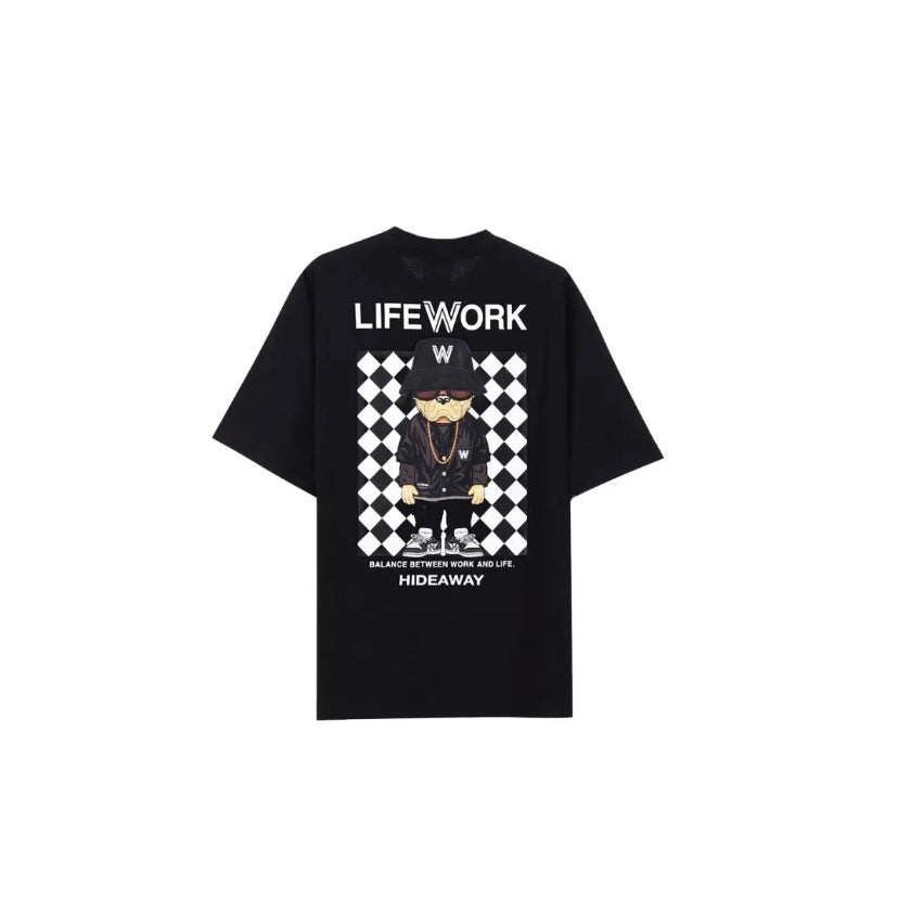 LifeWork Embroidered Chess Mascot Black Tee