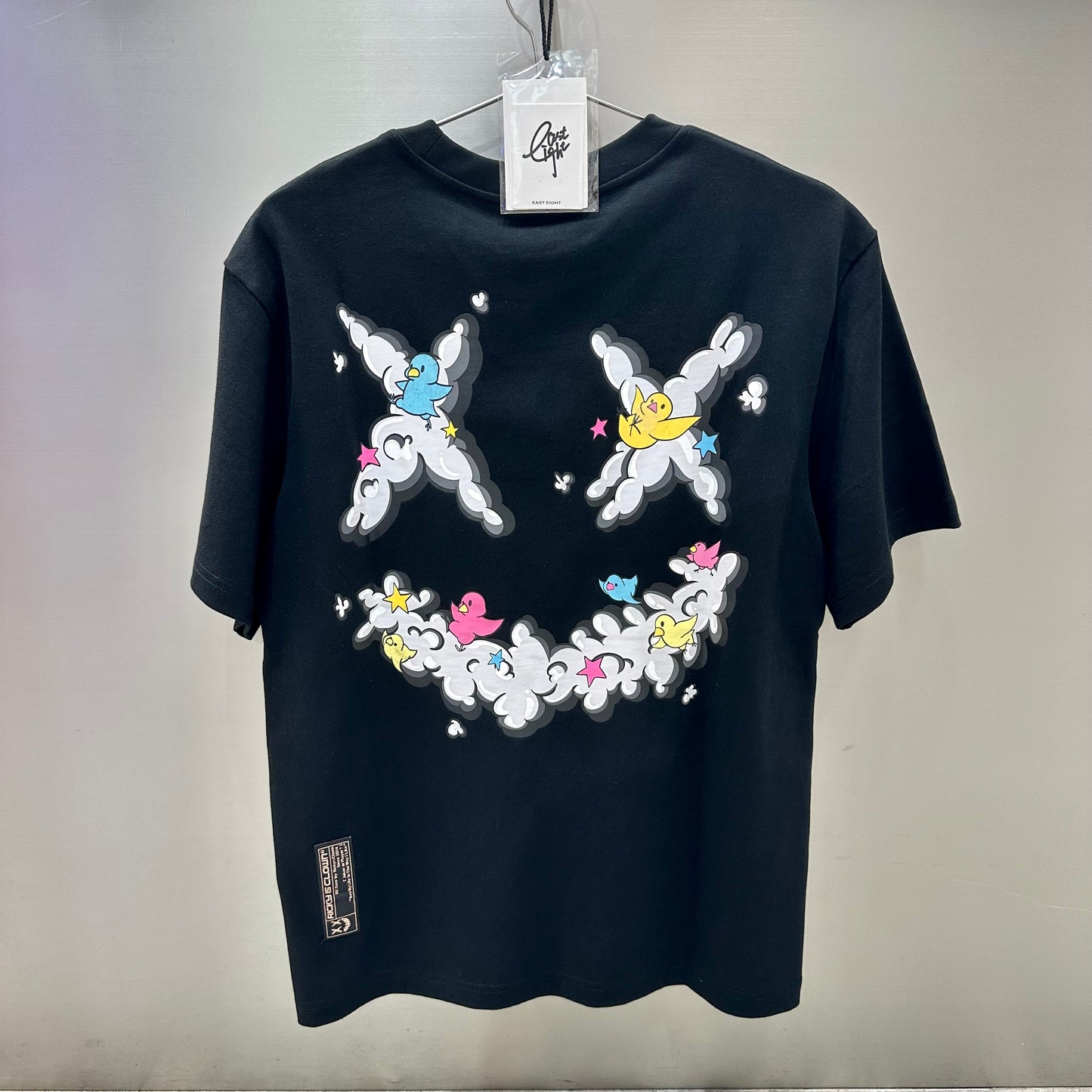 Rickyisclown Colorful Cloud Smiley Black Tee