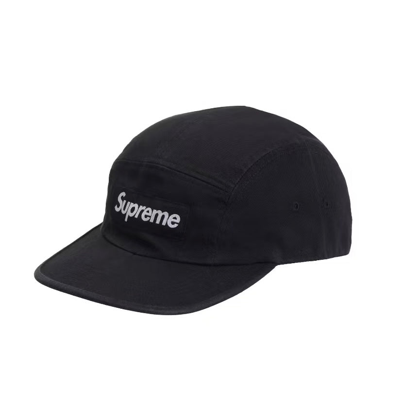 Supreme Washed Chino Twill Black Camp Cap