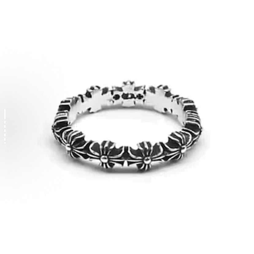 Chrome Hearts Tiny E CH Plus Band Silver Ring