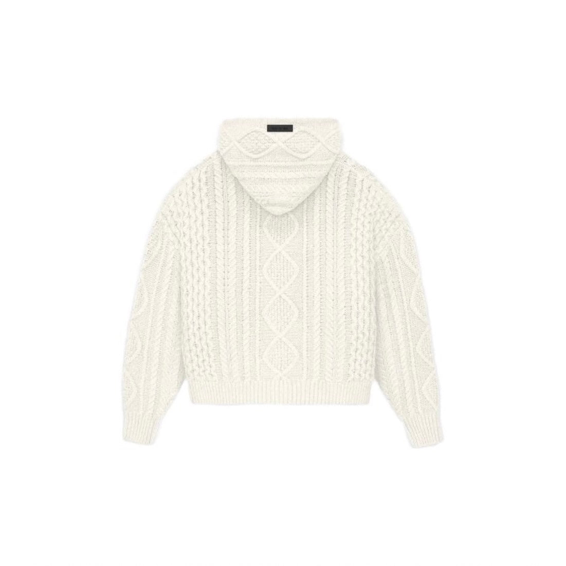 Essentials FW23 Cloud Dancer Cable Knit Hoodie