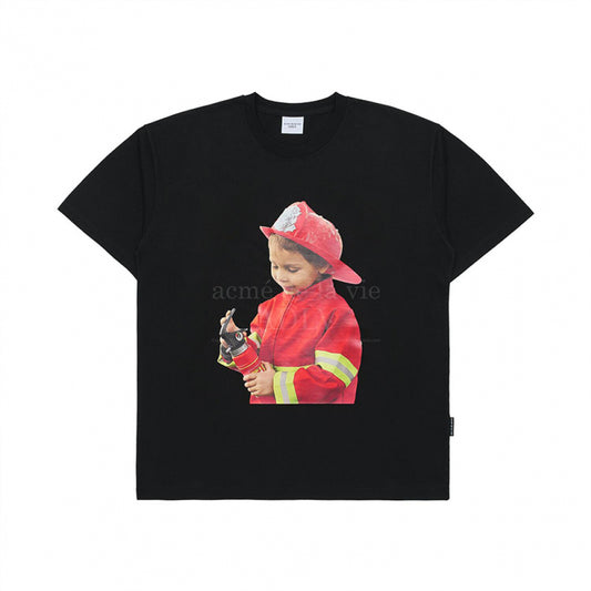 ADLV Baby Face Firefighter Boy Black Tee