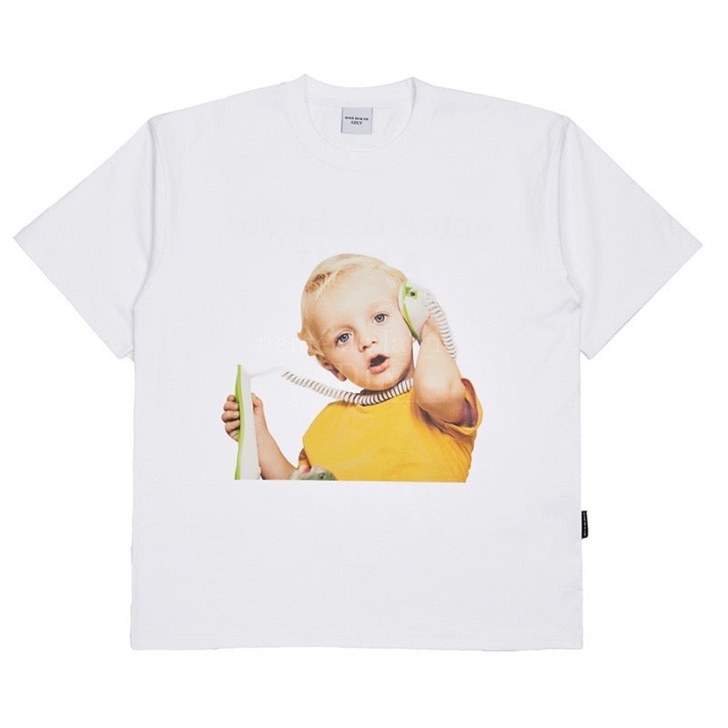 ADLV Baby Face Telephone Baby White Tee