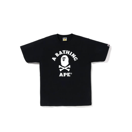 Bape 002 APE Crossbone College Black Tee C