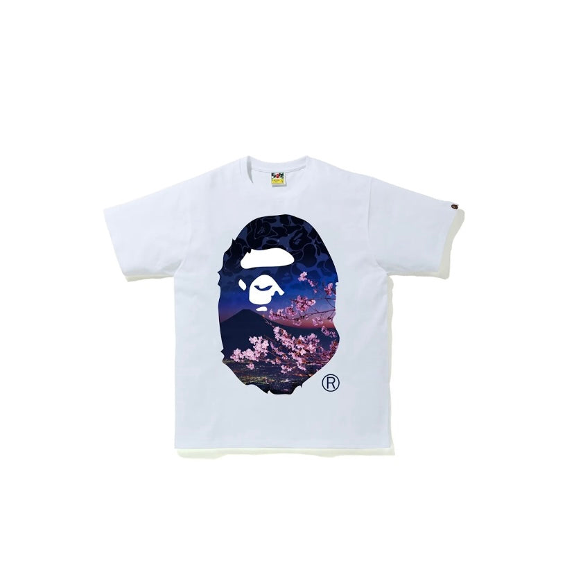 Bape 046 Sakura Photo Ape Head White Tee C