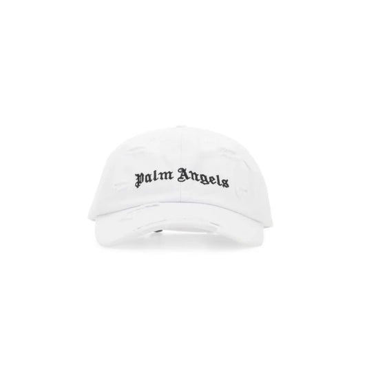 Palm Angels Ripped Logo White Cap