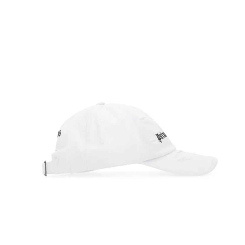 Palm Angels Ripped Logo White Cap