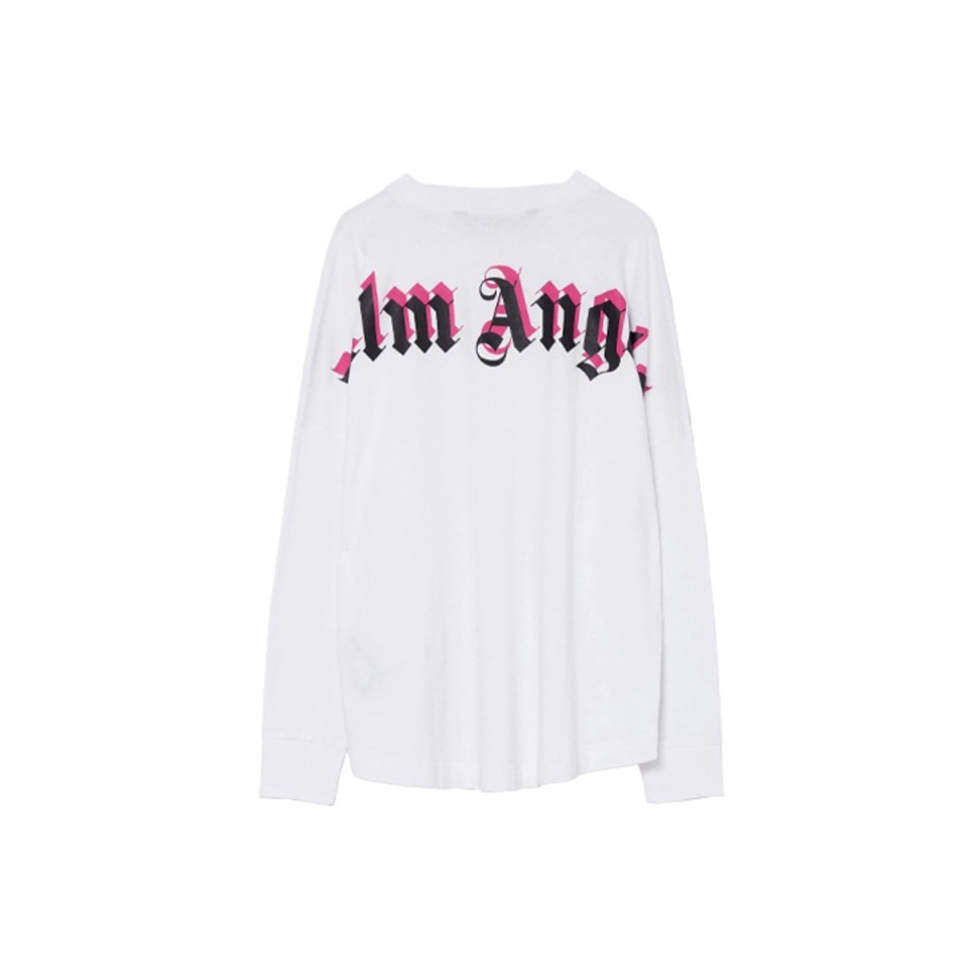 Palm Angels Logo White Fuchsia Long Sleeve