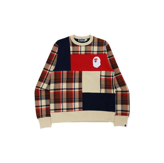 Bape Check Ape Head Red Crewneck